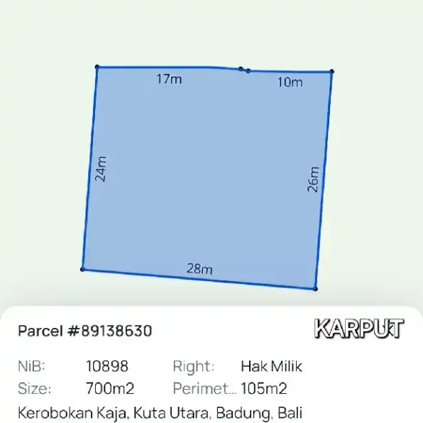 Dijual 3 are, 4 are, Jl. Beketon Blk. 2 Kerobokan Kaja, Utara Kantor Camat Kuta Utara