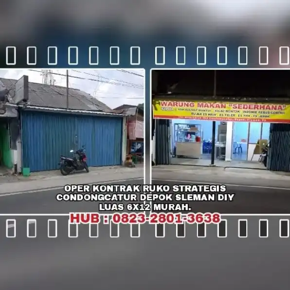 OPER KONTRAK RUKO STRATEGIS DI CONDONGCATUR DEPOK SLEMAN YOGYAKARTA. LUAS 6X12 MURAH.H: 082328013638