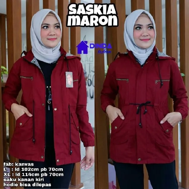 Bisa COD - Jaket Wanita Parka Kanvas Saskia - dmn