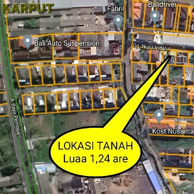 Dijual 1,24 are Jl. Raya Pemogan Gg. Nusa Indah Kepaon Denpasar