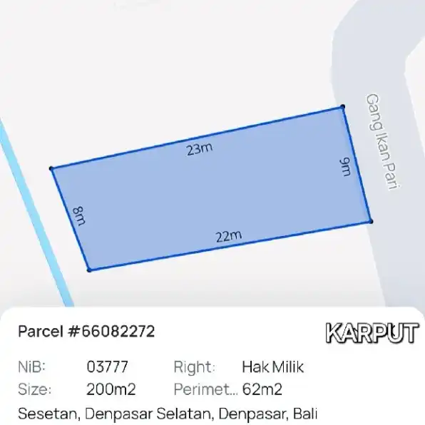 Dijual 4 are, Jl. Raya Sesetan Gang Ikan Pari Denpasar Selatan