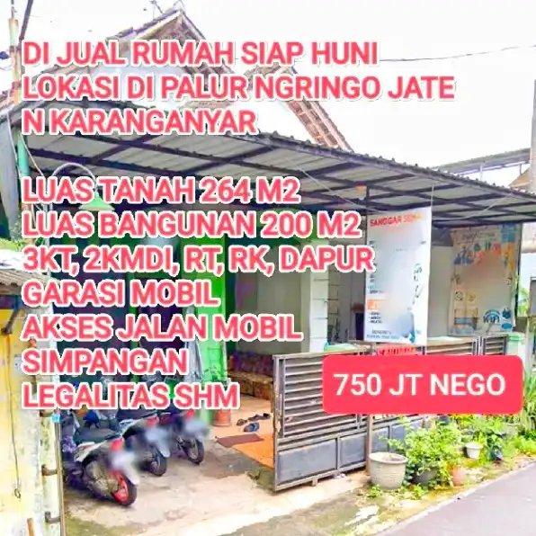 RUMAH STRATEGIS DAN SIAP HUNI DI PALUR NGRINGO JATEN KARANGANYAR 