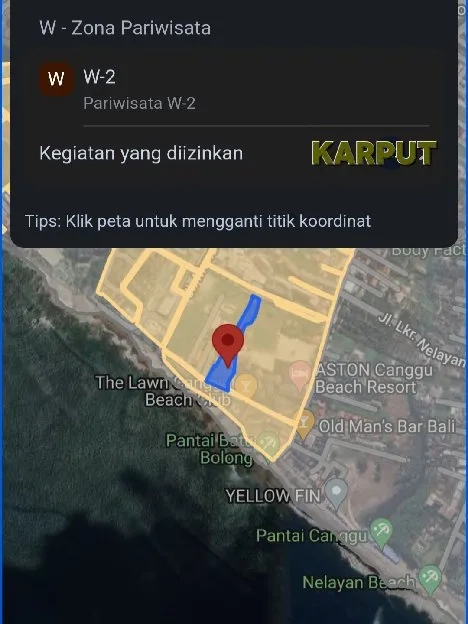 Dijual 76,75 are, Jl. Pura Dalem LOSS PANTAI CANGGU Batu Bolong Kuta Utara