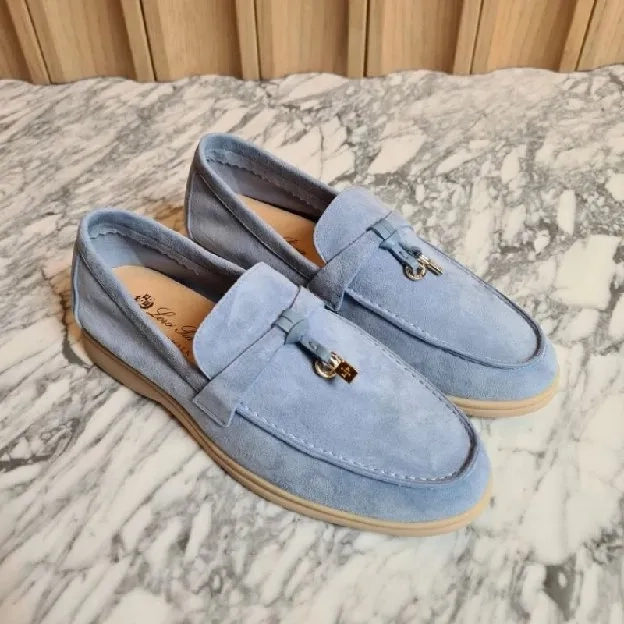 Sepatu loro piana Summer Chalk Loafers Sepatu Wanita blue