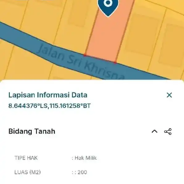 Dijual 2 are, Jl. Sri Krishna Raya Bedugul Kerobokan Kuta Utara