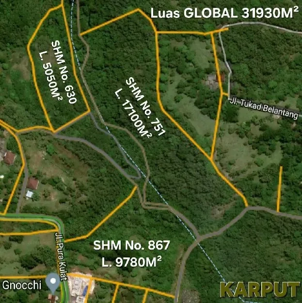 Dijual 3,193 Ha. Jl. Pura Kulat Labuansait Pecatu Kuta Selatan