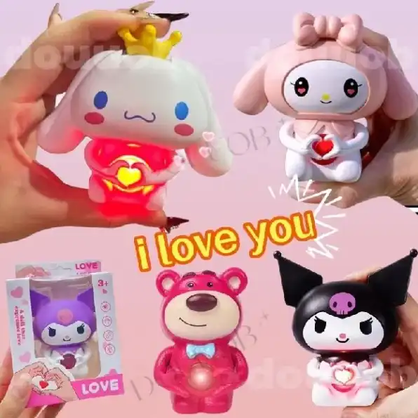 Boneka I Love You Cinnamoroll Melody Lotso Sanrio LED Night Light Gantungan kunci cinnamoroll Figure