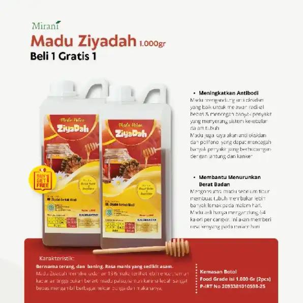 Madu Ziyadah Hutan Kalimantan Murni Isi 1000gr Buy 1 Get 1