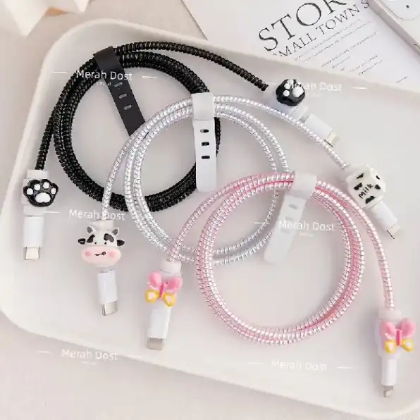 Pelindung Kabel Charger Kabel Data Kawat Kabel Data HP Untuk Iphone Android Universal Motif Kartun