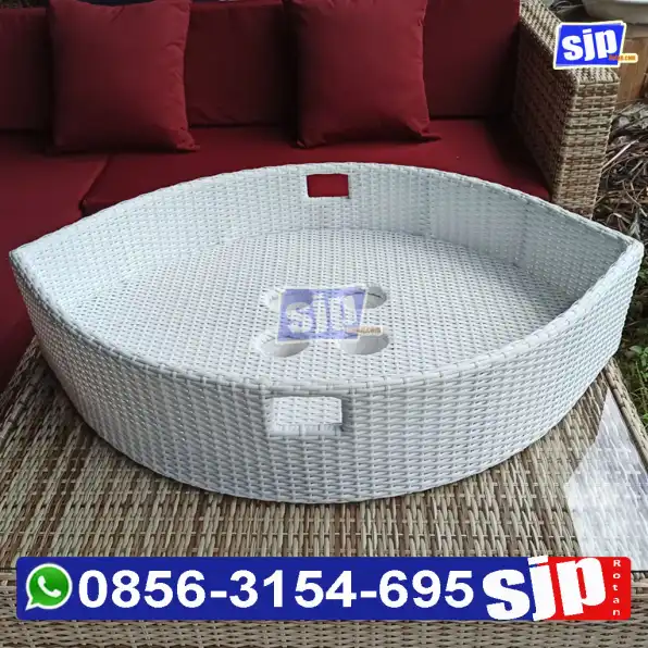 085755969664, floating tray rotan sintetis / nampan apung rotan sintetis plastik rangka aluminium