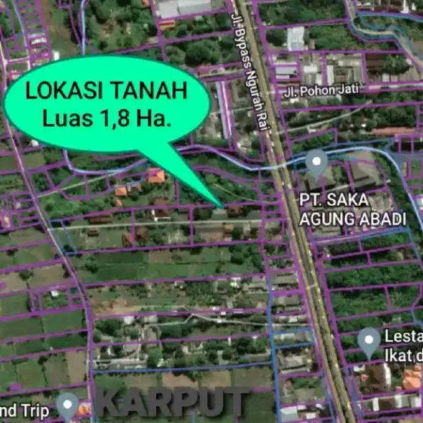 Dijual 1,8 Ha. Jl. Bypass Ngurah Rai Padang Galak Sanur Kaja Denpasar