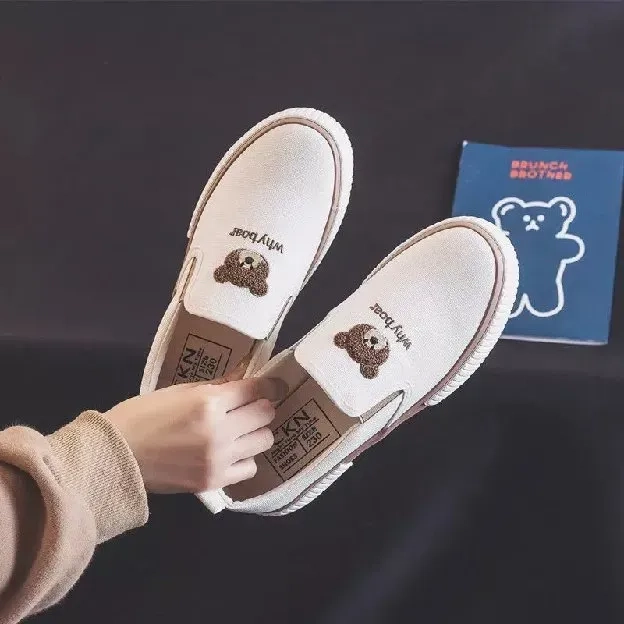 Sepatu Slip On Wanita Kanvas Bear - dmn