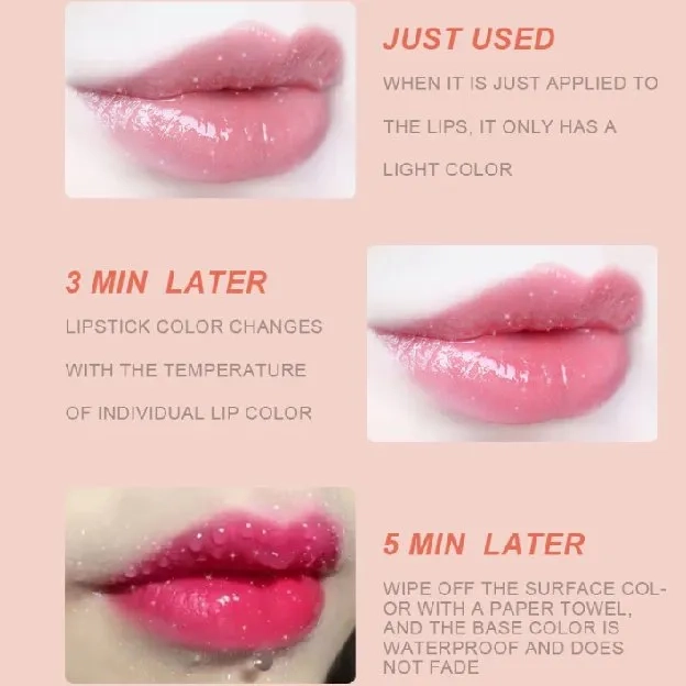 Lazy Lips Bentuk Bibir Moisturizing Lip Glow Lipstik Change Color Pink Tahan Lama