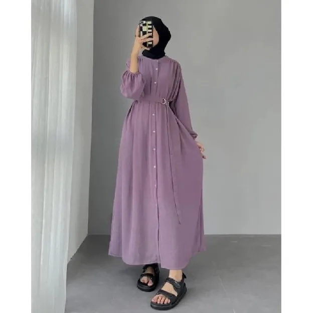 LOCA DRESS GAMIS FULL KANCING CRINKLE AIRFLOW LD 110 // GAMIS MUSLIMAH TERBARU REMAJA // LOCA DRESS