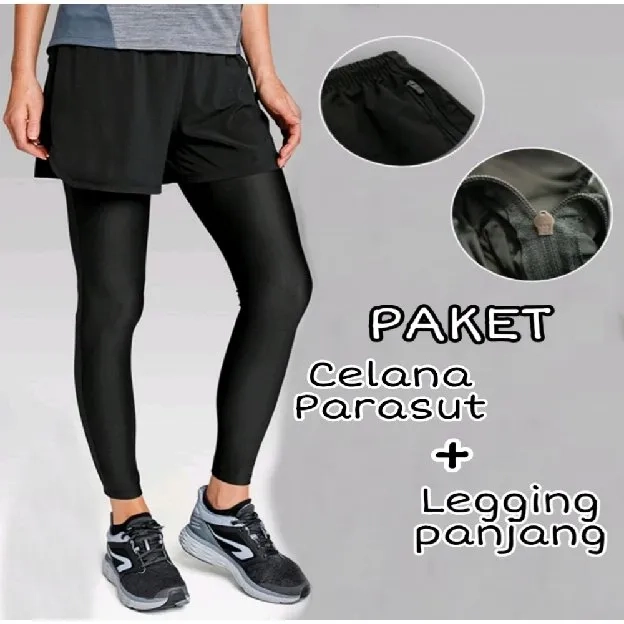 Paket Celana Parasut Olahraga / Paket Celana Parasut + Legging Panjang