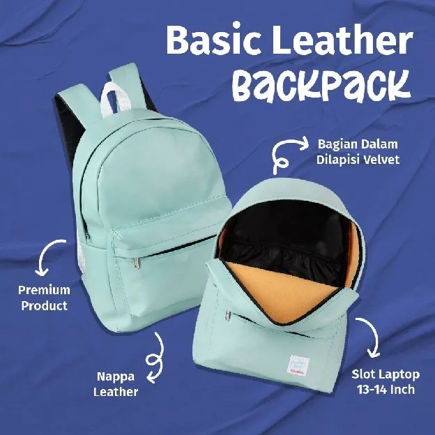 Basic Leather Backpack - Tas Ransel Kulit Sekolah Serbaguna