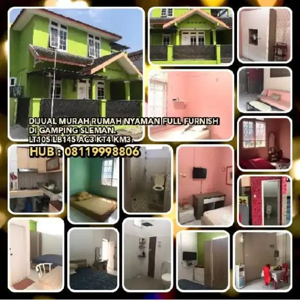 DIJUAL MURAH RUMAH NYAMAN FULL FURNISH DI GAMPING SLEMAN.LT105 LB145 AC3 KT4 KM3.WA: 08119998806>> 