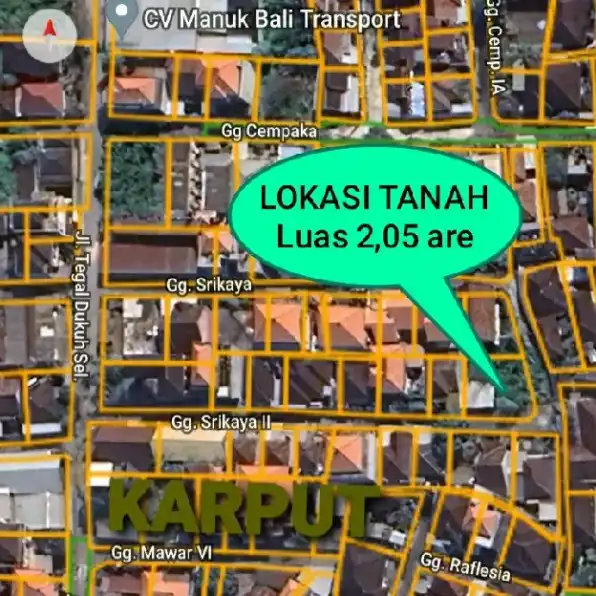 Dijual 2,05 are, Jl. Tegal Dukuh Selatan Penamparan Gatsu Barat Denpasar