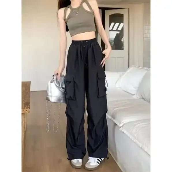 Cargo Pants Wanita Highwaist Loose Korean Style - Celana Kargo Wanita Terbaru