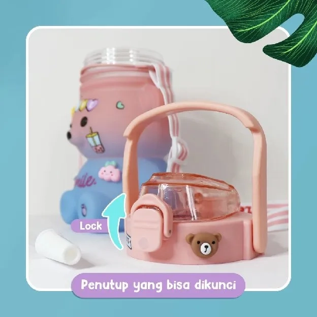 Botol Minum 1100ML / Free Sticker 2D & 3D / Viral Murah Warna Bottle Bentuk Boneka