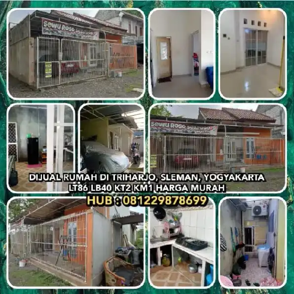 DIJUAL RUMAH DI TRIHARJO, SLEMAN, YOGYAKARTA.LT86 LB40 KT2 KM1 HARGA MURAH. H: 081229878699