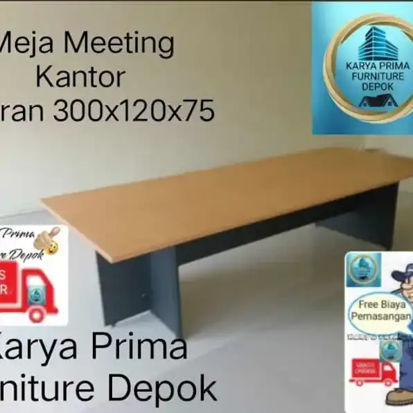 Meja Meeting Rapat Kantor ukuran 300x120x75 kuat dan awet spesial 2.450.000 free ongkir free pasang 