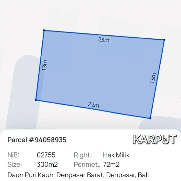 Dijual 3 are, Jl. Pulau Ayu Teuku Umar Dauh Puri Kauh Denpasar