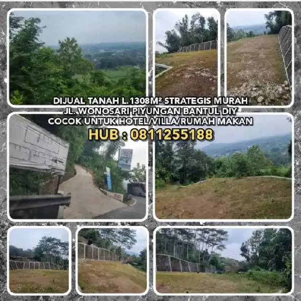 DIJUAL TANAH STRATEGIS MURAH DI JL. WONOSARI PIYUNGAN BANTUL DIY.LT1308M² COCOK UNTUK HOTEL/VILLA/RM