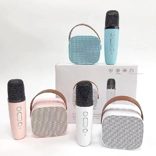 Mini Speaker Bluetooth 2Mic 1 Set Karaoke Speaker KTV Cute Wireless Lucu Portabel Luar Ruangan Speak