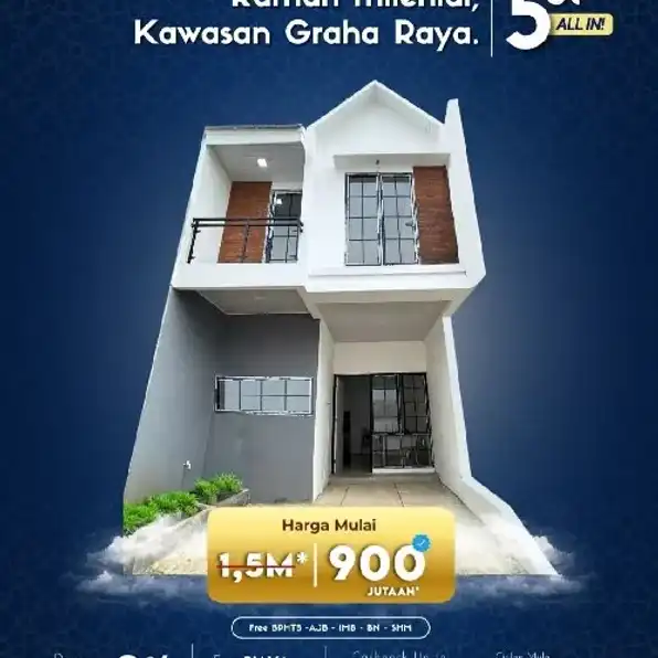 Rumah Baru dlm Cluster di Graha Raya Pinang.promo Kpr Dp0%.Free