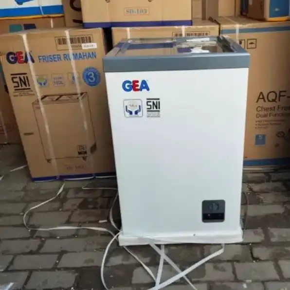 frezer kaca 100liter ukuran kecil untuk eskrim