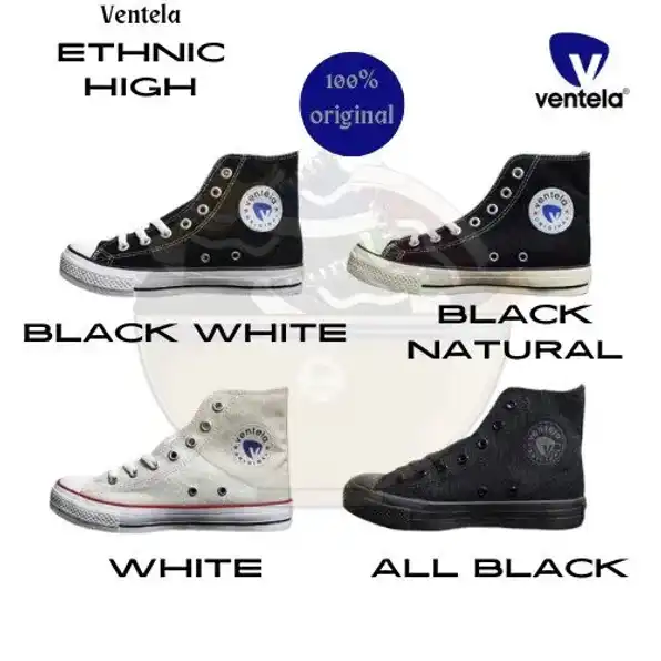 Ventela Ethnic High Black Natural / All Black / Black White / White ( ORIGINAL )