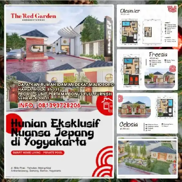 THE RED GARDEN AMBARKETAWANG. HUNIAN EKSKLUSIF NUANSA JEPANG DI YOGYAKARTA.SMART HOME LIVING 