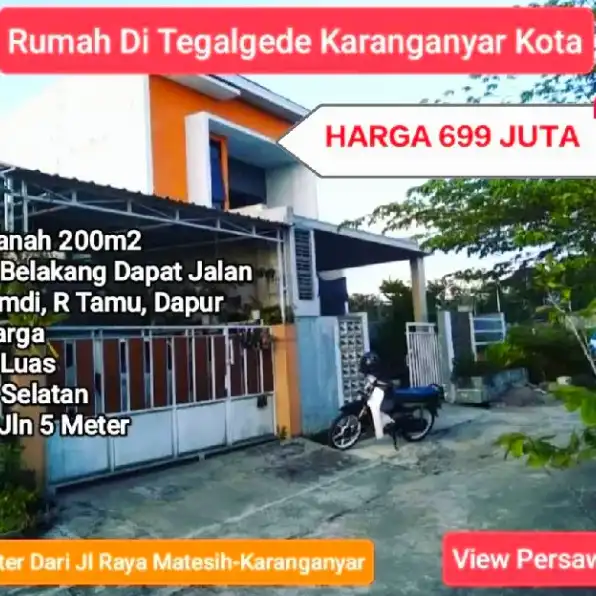 RUMAH 260M2 DUA LANTAI DI TEGALGEDE KARANGANYAR KOTA 