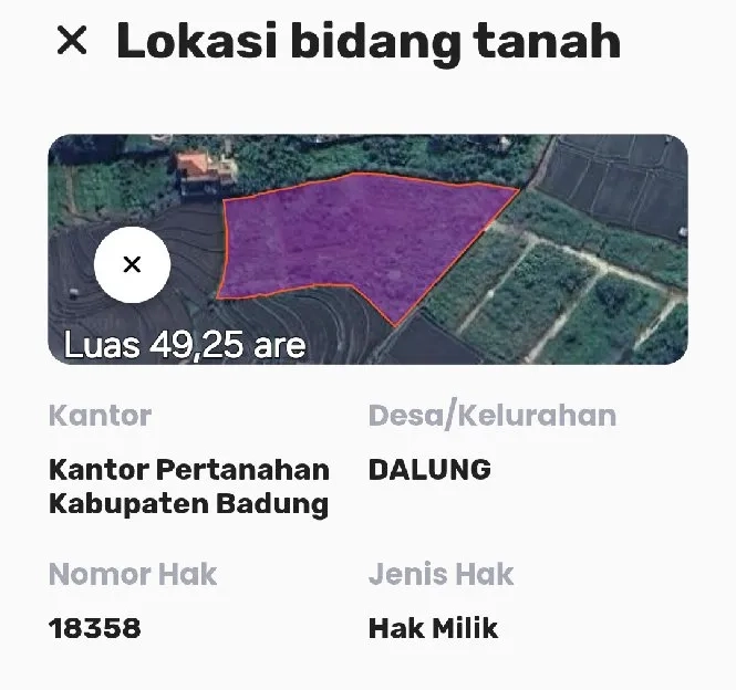 Dijual 49,2 are, Jl. Raya Tuka Padonan Dalung Tibubeneng Kuta Utara