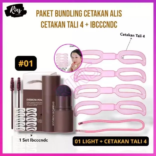 [PAKET EYEBROW BUNDLING 3in1] Paket Bundling Cetakan Alis Tali 12 Pcs Titik 3 dan ndc Eyebrow Powder