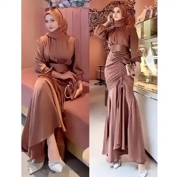 Dress Satin Silk Turkey Malay M,LXL / Baju Gamis Wanita Terbaru 2024 / Dress Kondangan / Dress Bride