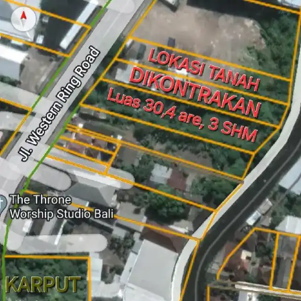 Dijual 30,4 are, Jl. Mahendradata Western Ring Road Padangsambian KLOD Drnpasar