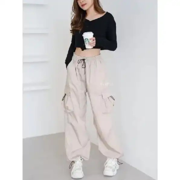 Cargo Pants Wanita Highwaist Loose Korean Style - Celana Kargo Wanita Terbaru