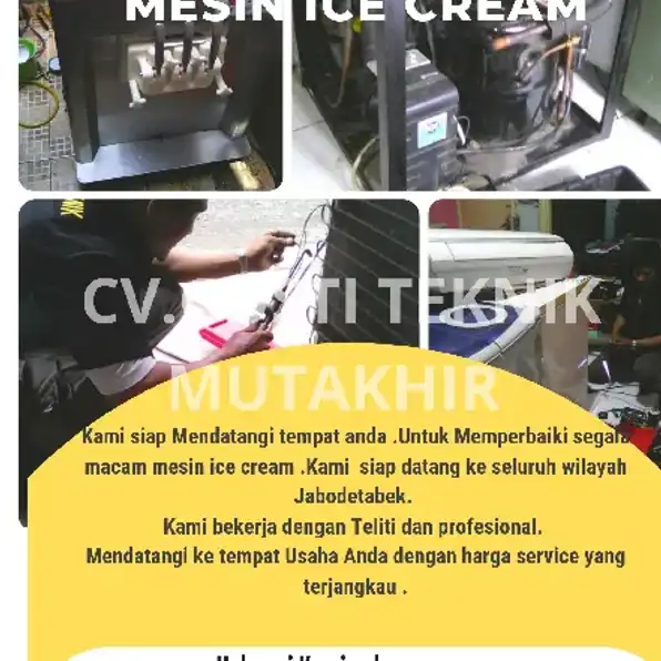 Kami Jasa Service Mesin ice cream yang Terdaftar di pemerintahan RI .Semua merk dan type dapat Kami