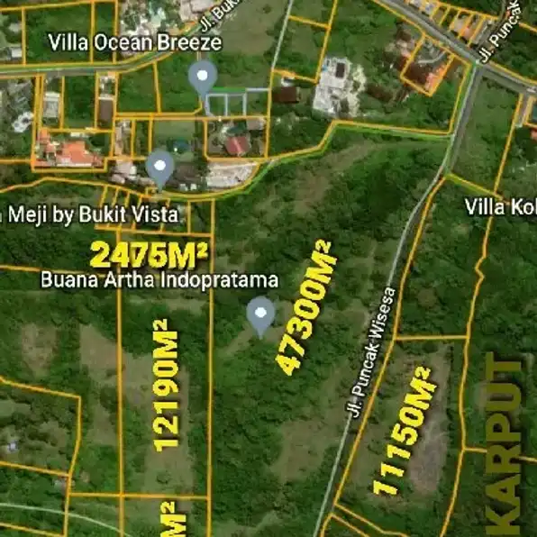 Dijual 7,9522 Ha. Full View Ocean, Jl. Puncak Wisesa Labuansait Pecatu Kuta Selatan