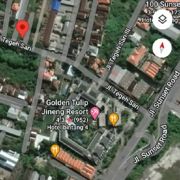 Dijual 46,4 are, Jl. Tegeh Sari Simpang Siur DEWA RUCI Sunsetroad Kuta Badung Bali