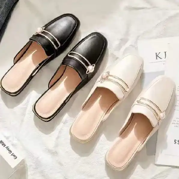 Sepatu Hak Tahu Sepatu Mules Flatshoes Heels Sepatu tunggal dengan tumit berat wanita, kepal