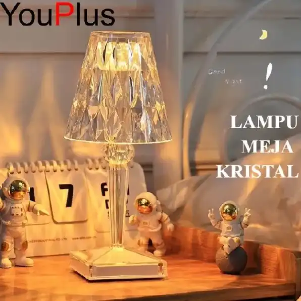 LAMPU TIDUR MODEL KRISTAL / LAMPU MEJA KRISTAL/ LAMPU HIAS 3 CAHAYA / TABLE LIGHT CRYSTAL