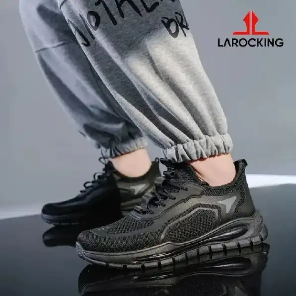 Larocking - Eclipse Hitam Polos | Sepatu Sneakers Running Gym Shoes