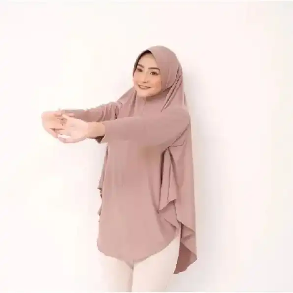 Kerudung Lengan Polos ANJANI KHALISSA Hijab Bergo Tangan Panjang Jilbab Lengan Instan Jumbo Jersey