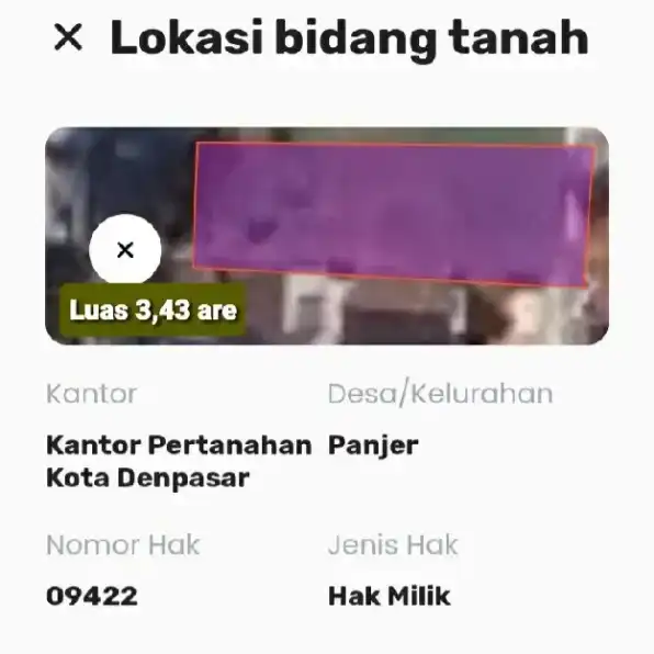 Dijual 3,43 are, Jl. Tukad Batanghari Panjer Renon Denpasar