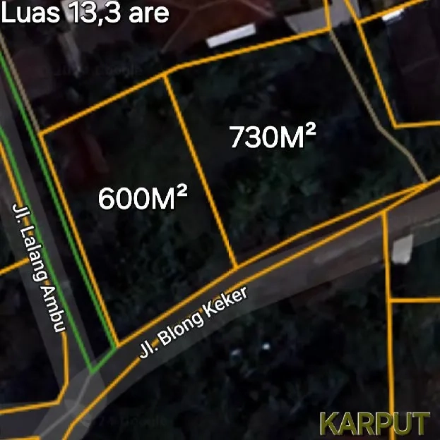 Dijual 13,3 are, Jl. Blong Keker Lalang Ambu Balangan Jimbaran Kuta Selatan