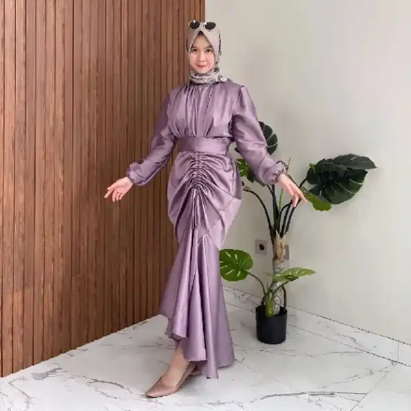 Dress Satin Silk Turkey Malay M,LXL / Baju Gamis Wanita Terbaru 2024 / Dress Kondangan / Dress Bride