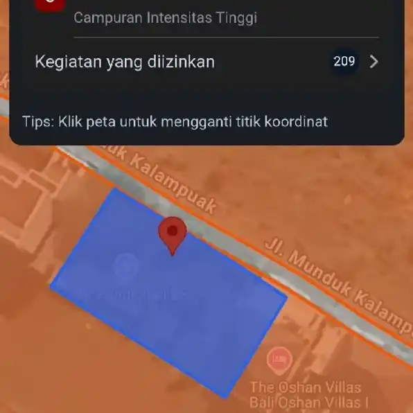 Dijual 4,55 are, Jl. Munduk Kalampuak Batu Bolong Subak Canggu Kuta Utara